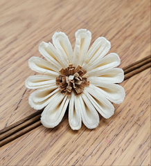 Handmade Flowers - Sola Flower - White Rounded Zinnia with Brown Centre - 5-6cm