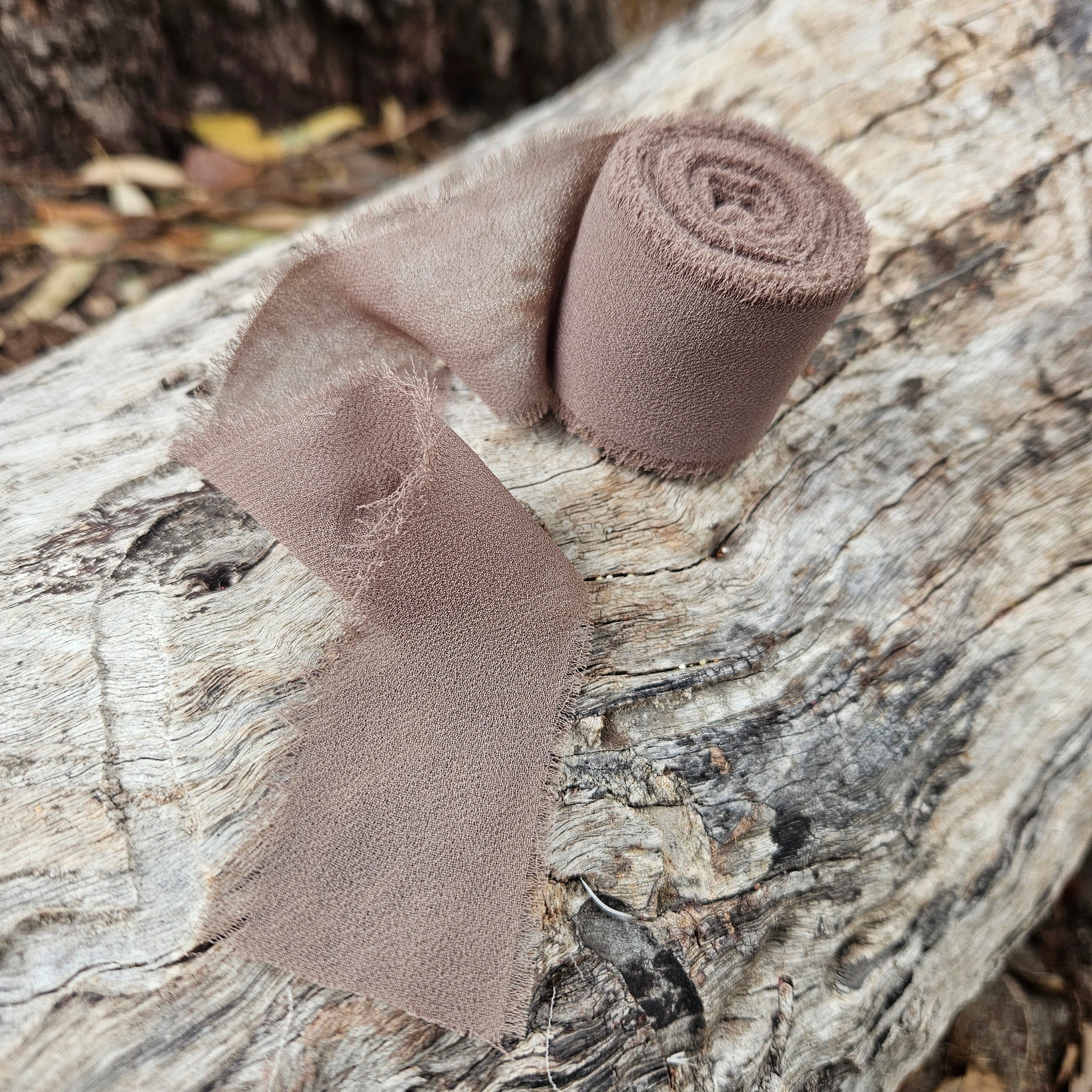 Sundries - Floral Ribbon - Chifon Silk - Mocha Brown