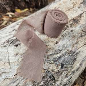 Sundries - Floral Ribbon - Chifon Silk - Mocha Brown